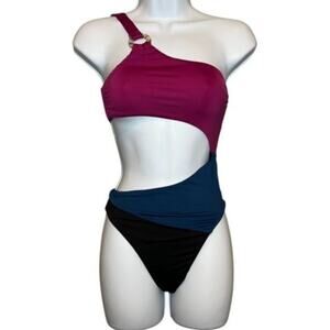 The Bikini Lab Colorblocked Cutout One-Piece Swimsuit, XXS